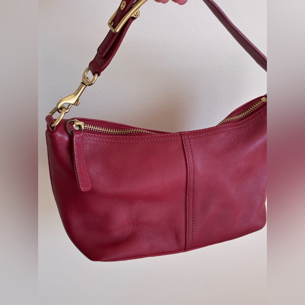 Coach Vintage Red Leather Shoulder Bag Y2K - Picture 11 of 15